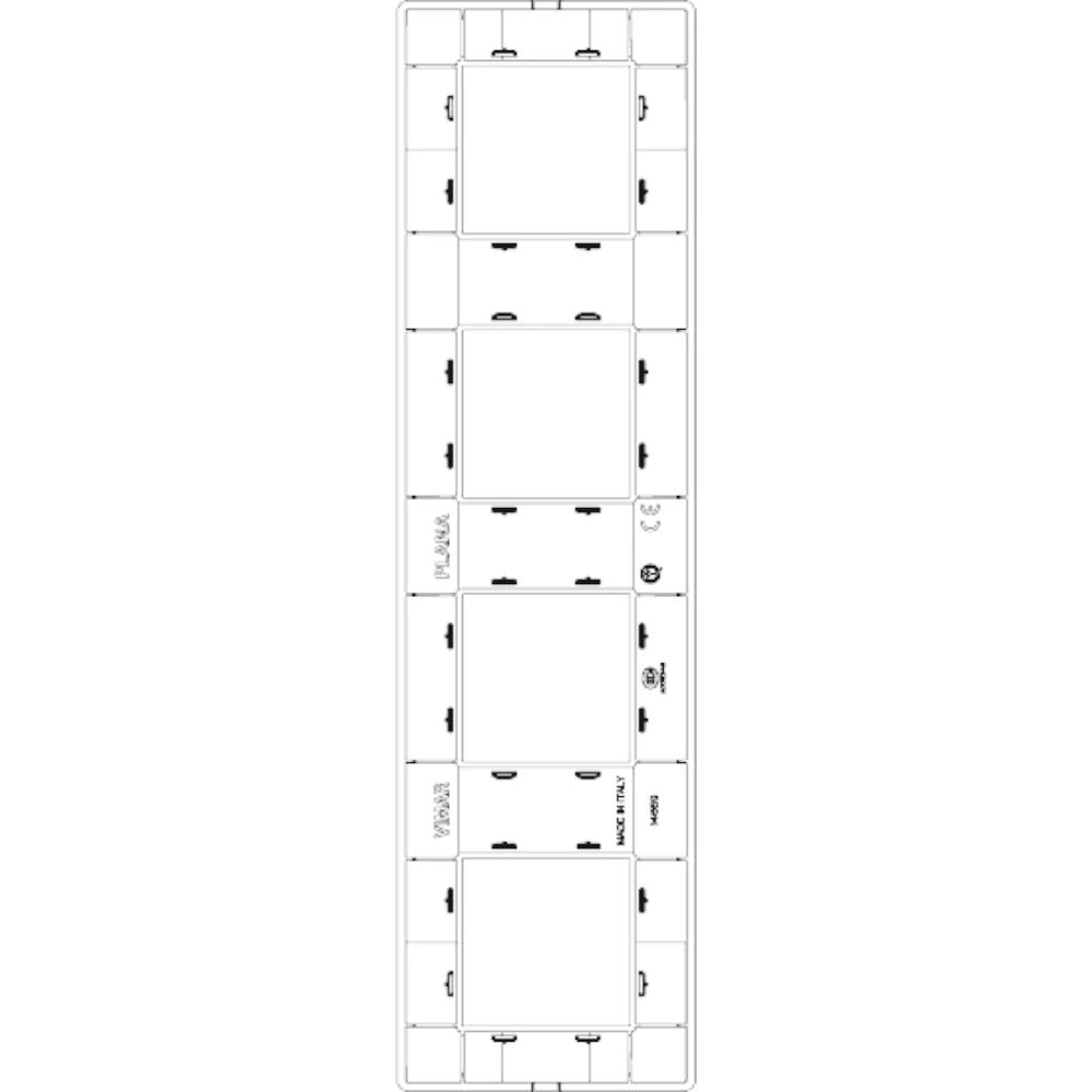 Vimar Plana 8-Module (2+2+2+2) Cover Plate, 71mm Center Distance, 293 x 80mm, Halogen-Free Technopolymer, Clamp Mounting, IP00