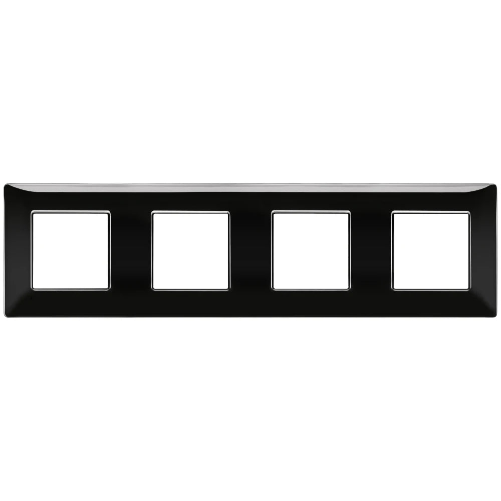 Vimar Plana 8-Module (2+2+2+2) Cover Plate, 71mm Center Distance, 293 x 80mm, Halogen-Free Technopolymer, Clamp Mounting, IP00