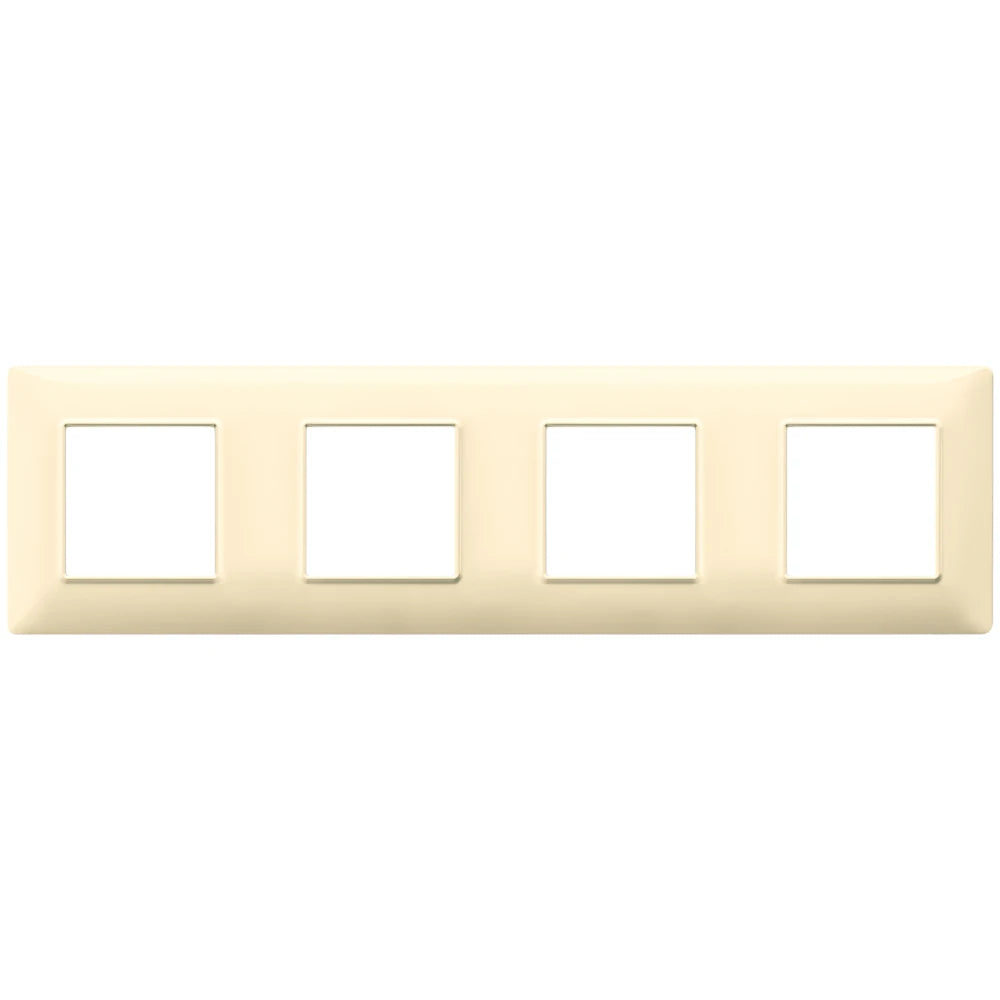 Vimar Plana 8-Module (2+2+2+2) Cover Plate, 71mm Center Distance, 293 x 80mm, Halogen-Free Technopolymer, Clamp Mounting, IP00