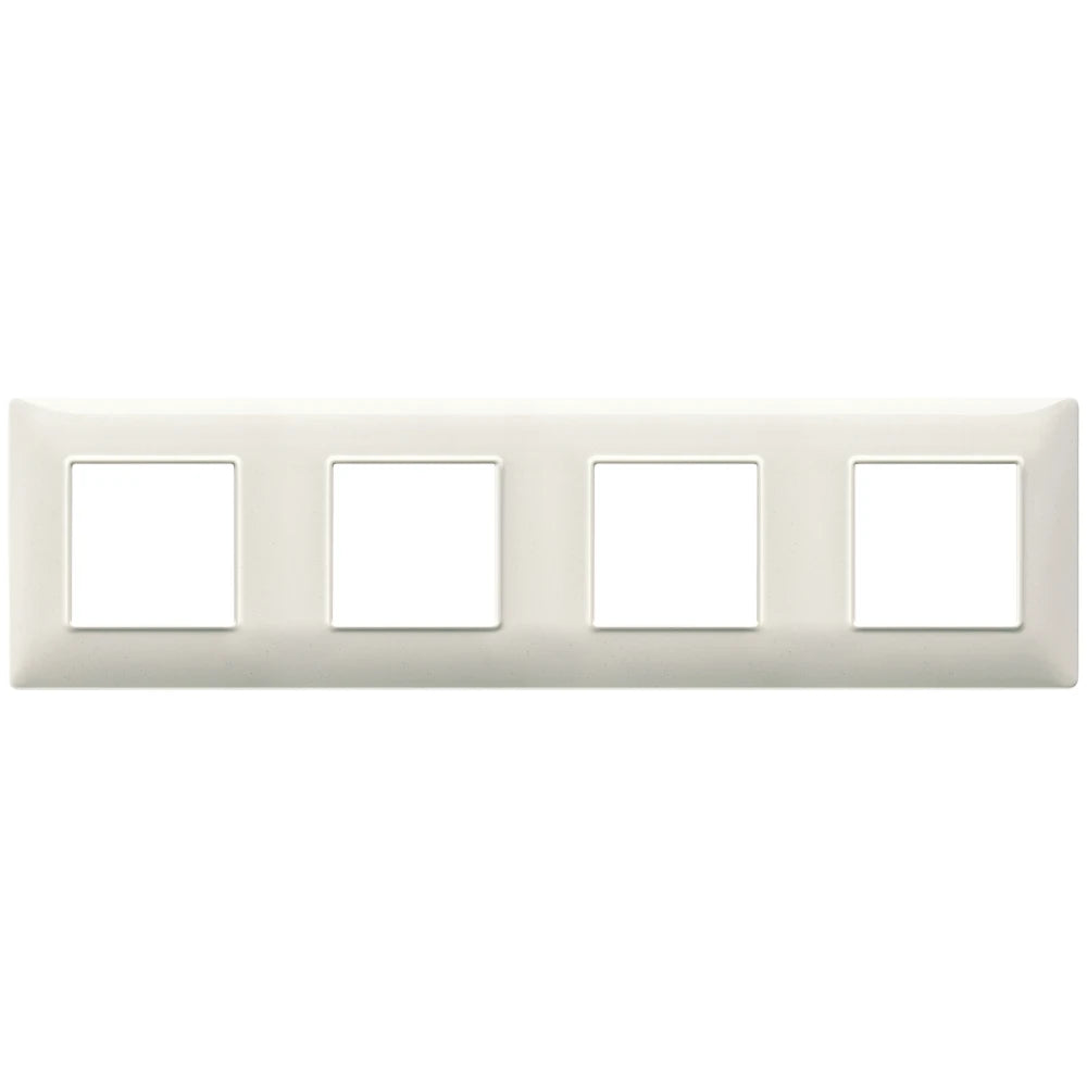 Vimar Plana 8-Module (2+2+2+2) Cover Plate, 71mm Center Distance, 293 x 80mm, Halogen-Free Technopolymer, Clamp Mounting, IP00