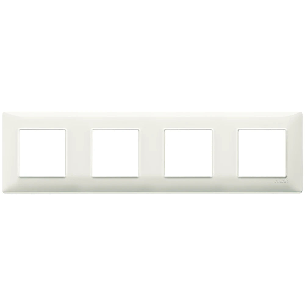 Vimar Plana 8-Module (2+2+2+2) Cover Plate, 71mm Center Distance, 293 x 80mm, Halogen-Free Technopolymer, Clamp Mounting, IP00