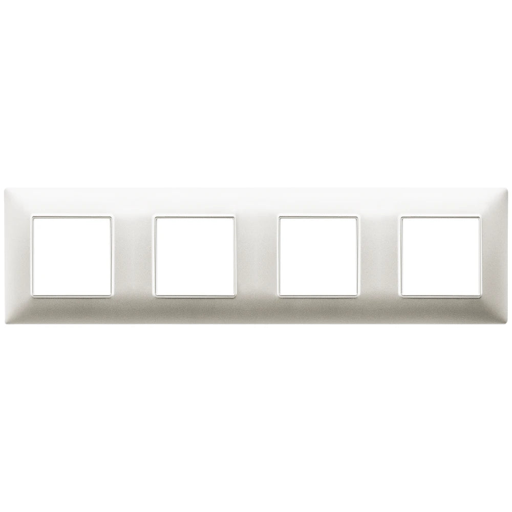 Vimar Plana 8-Module (2+2+2+2) Cover Plate, 71mm Center Distance, 293 x 80mm, Halogen-Free Technopolymer, Clamp Mounting, IP00