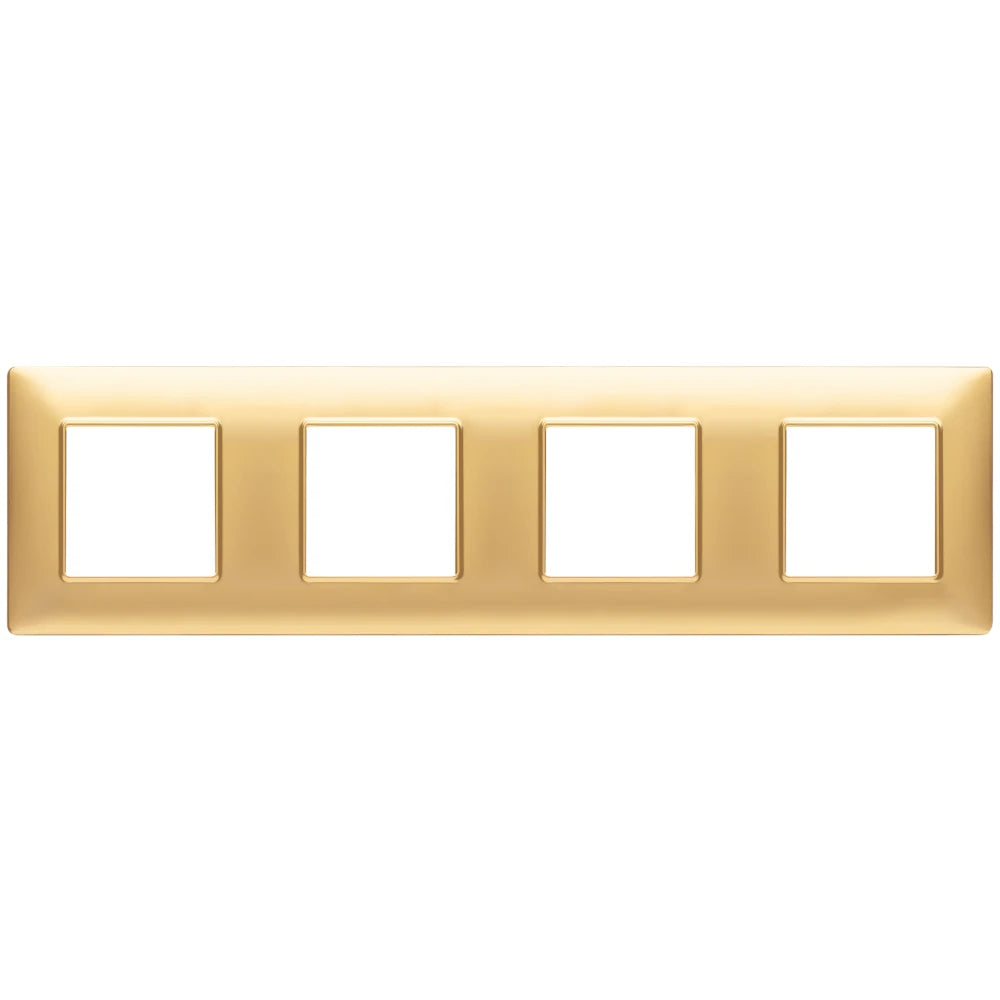 Vimar Plana 8-Module (2+2+2+2) Cover Plate, 71mm Center Distance, 293 x 80mm, Halogen-Free Technopolymer, Clamp Mounting, IP00