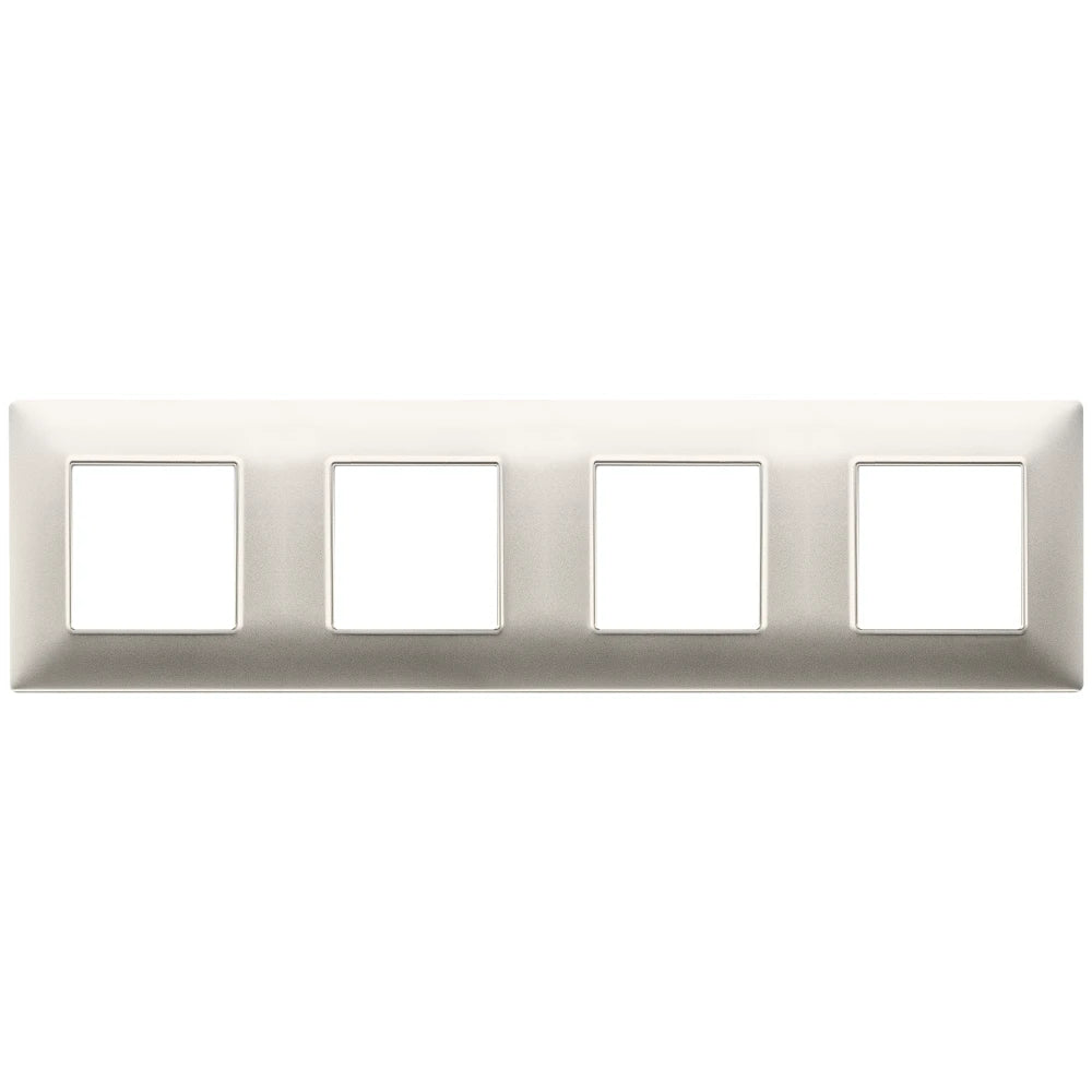 Vimar Plana 8-Module (2+2+2+2) Cover Plate, 71mm Center Distance, 293 x 80mm, Halogen-Free Technopolymer, Clamp Mounting, IP00