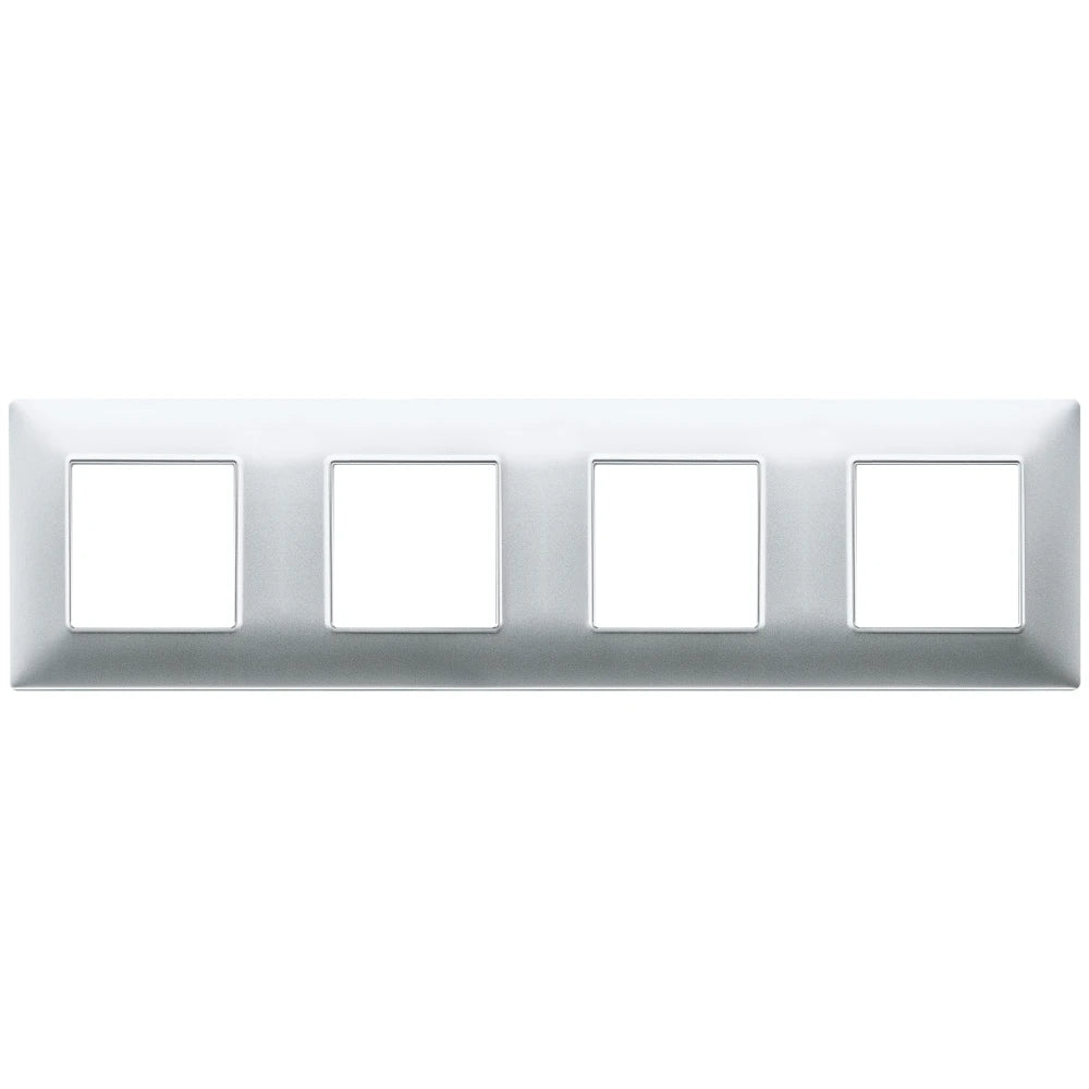 Vimar Plana 8-Module (2+2+2+2) Cover Plate, 71mm Center Distance, 293 x 80mm, Halogen-Free Technopolymer, Clamp Mounting, IP00