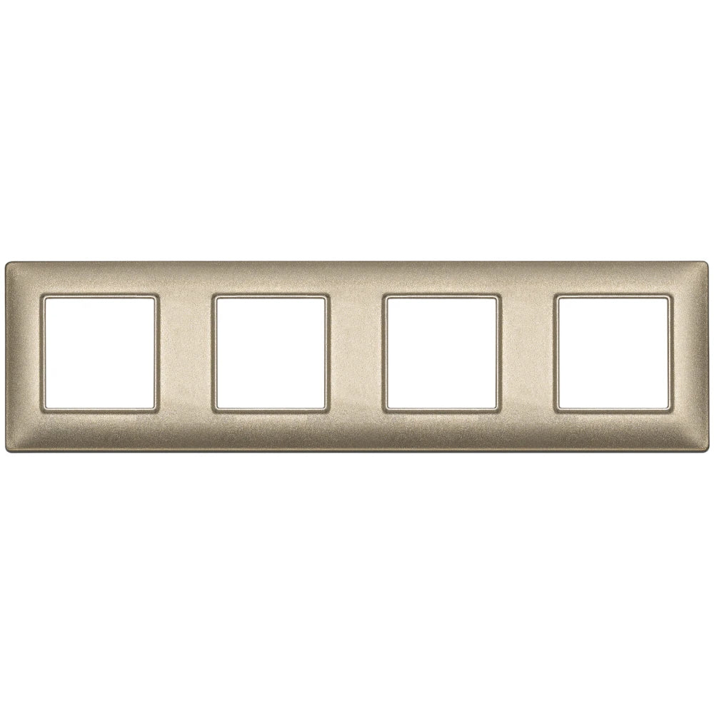 Vimar Plana 8-Module (2+2+2+2) Cover Plate, 71mm Center Distance, 293 x 80mm, Halogen-Free Technopolymer, Clamp Mounting, IP00