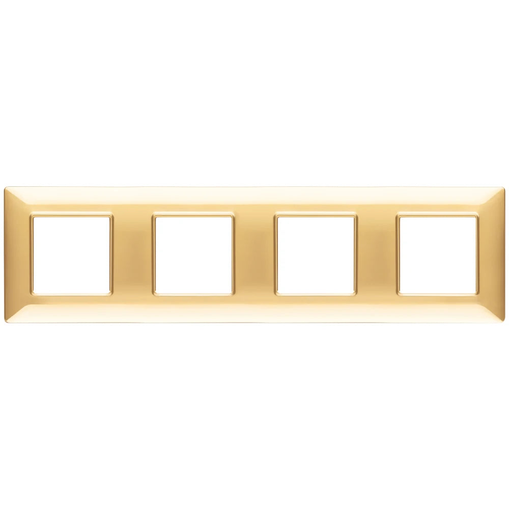 Vimar Plana 8-Module (2+2+2+2) Cover Plate, 71mm Center Distance, 293 x 80mm, Halogen-Free Technopolymer, Clamp Mounting, IP00