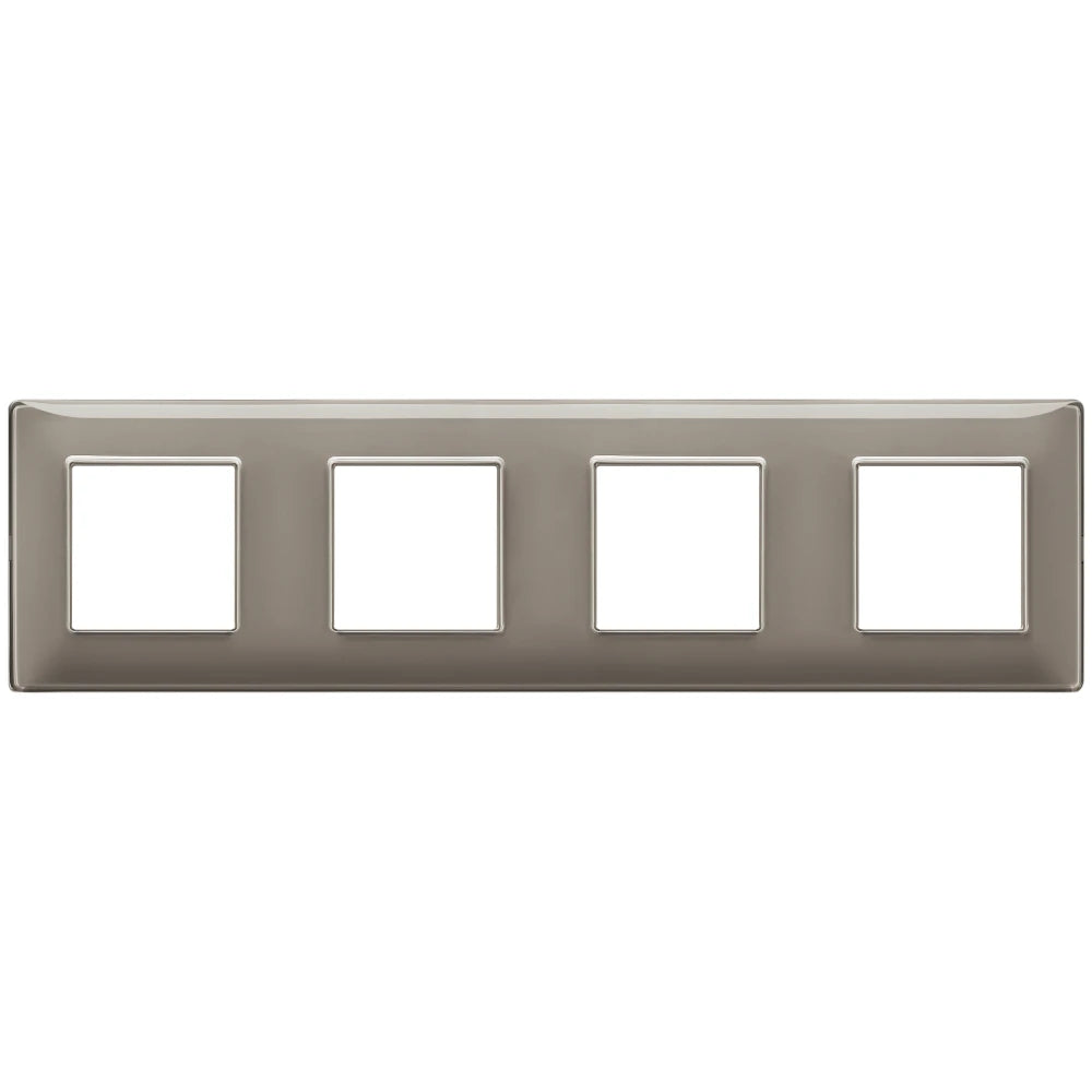 Vimar Plana 8-Module (2+2+2+2) Cover Plate, 71mm Center Distance, 293 x 80mm, Halogen-Free Technopolymer, Clamp Mounting, IP00
