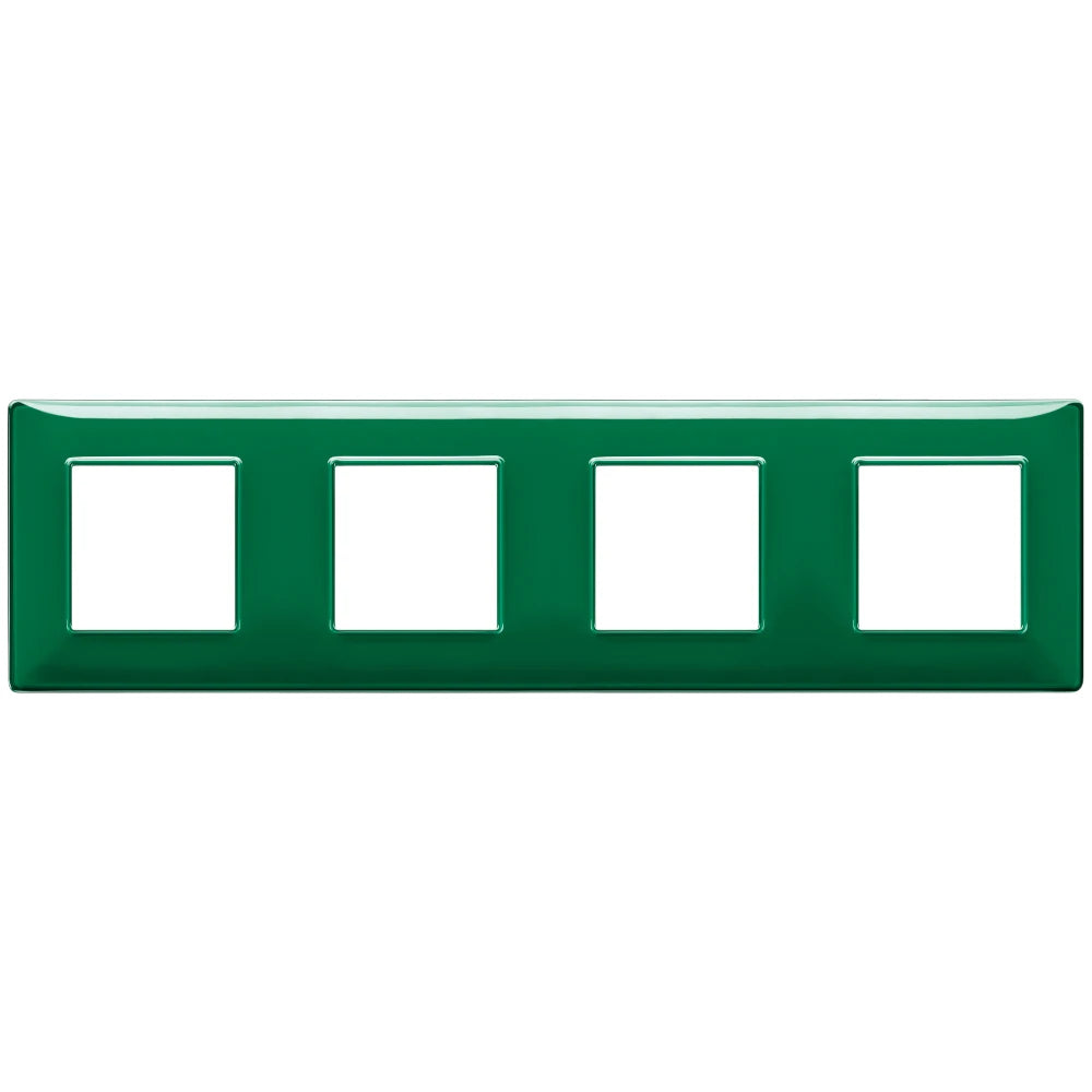 Vimar Plana 8-Module (2+2+2+2) Cover Plate, 71mm Center Distance, 293 x 80mm, Halogen-Free Technopolymer, Clamp Mounting, IP00