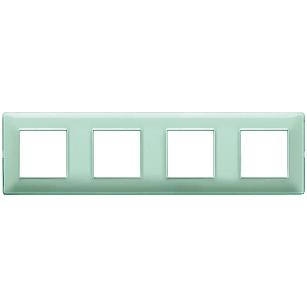 Vimar Plana 8-Module (2+2+2+2) Cover Plate, 71mm Center Distance, 293 x 80mm, Halogen-Free Technopolymer, Clamp Mounting, IP00