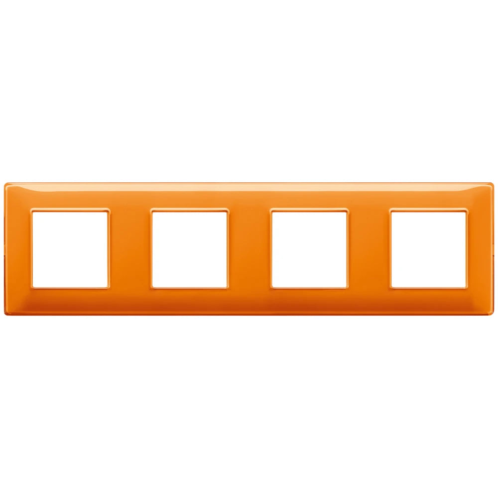 Vimar Plana 8-Module (2+2+2+2) Cover Plate, 71mm Center Distance, 293 x 80mm, Halogen-Free Technopolymer, Clamp Mounting, IP00