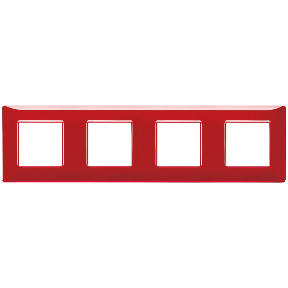 Vimar Plana 8-Module (2+2+2+2) Cover Plate, 71mm Center Distance, 293 x 80mm, Halogen-Free Technopolymer, Clamp Mounting, IP00