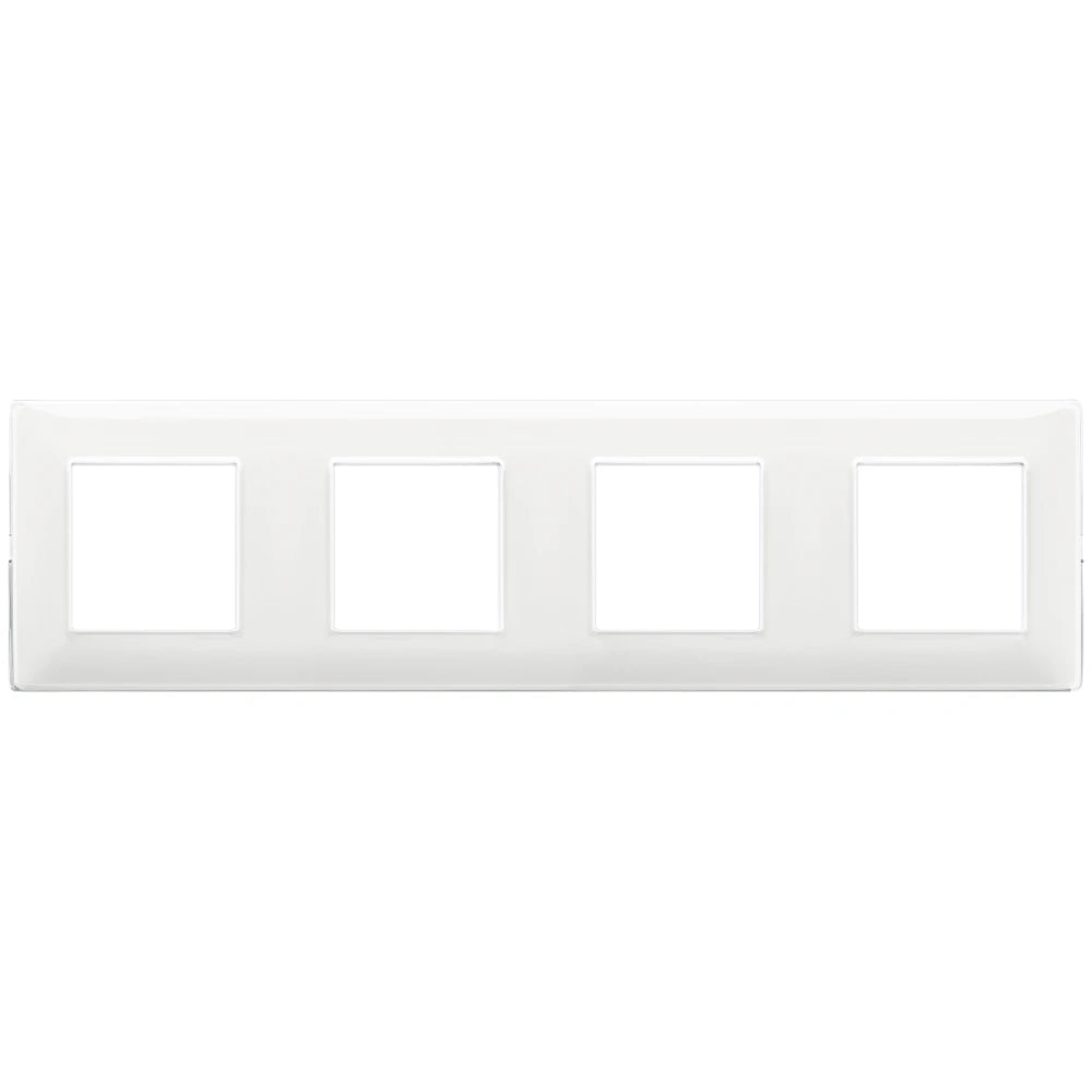 Vimar Plana 8-Module (2+2+2+2) Cover Plate, 71mm Center Distance, 293 x 80mm, Halogen-Free Technopolymer, Clamp Mounting, IP00