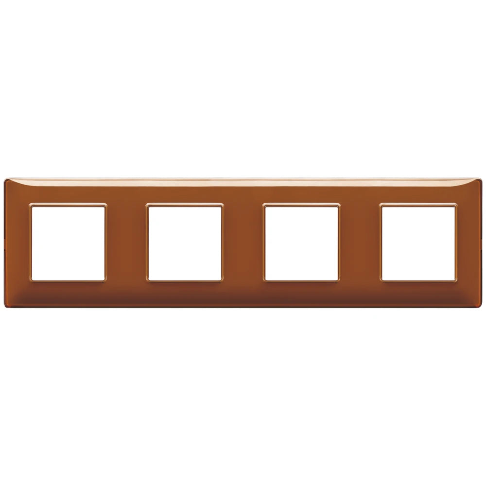 Vimar Plana 8-Module (2+2+2+2) Cover Plate, 71mm Center Distance, 293 x 80mm, Halogen-Free Technopolymer, Clamp Mounting, IP00