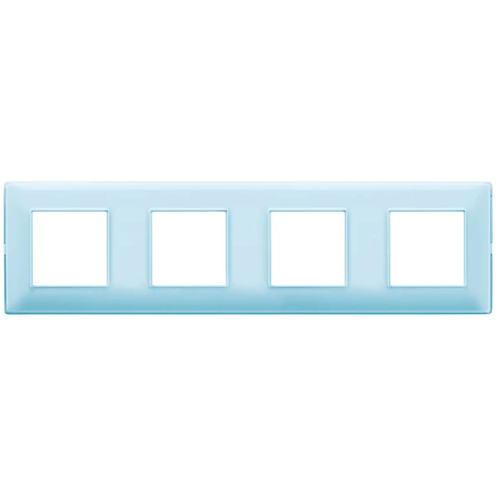 Vimar Plana 8-Module (2+2+2+2) Cover Plate, 71mm Center Distance, 293 x 80mm, Halogen-Free Technopolymer, Clamp Mounting, IP00