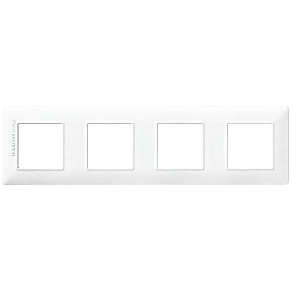 Vimar Plana 8-Module (2+2+2+2) Cover Plate, 71mm Center Distance, 293 x 80mm, Halogen-Free Technopolymer, Clamp Mounting, IP00