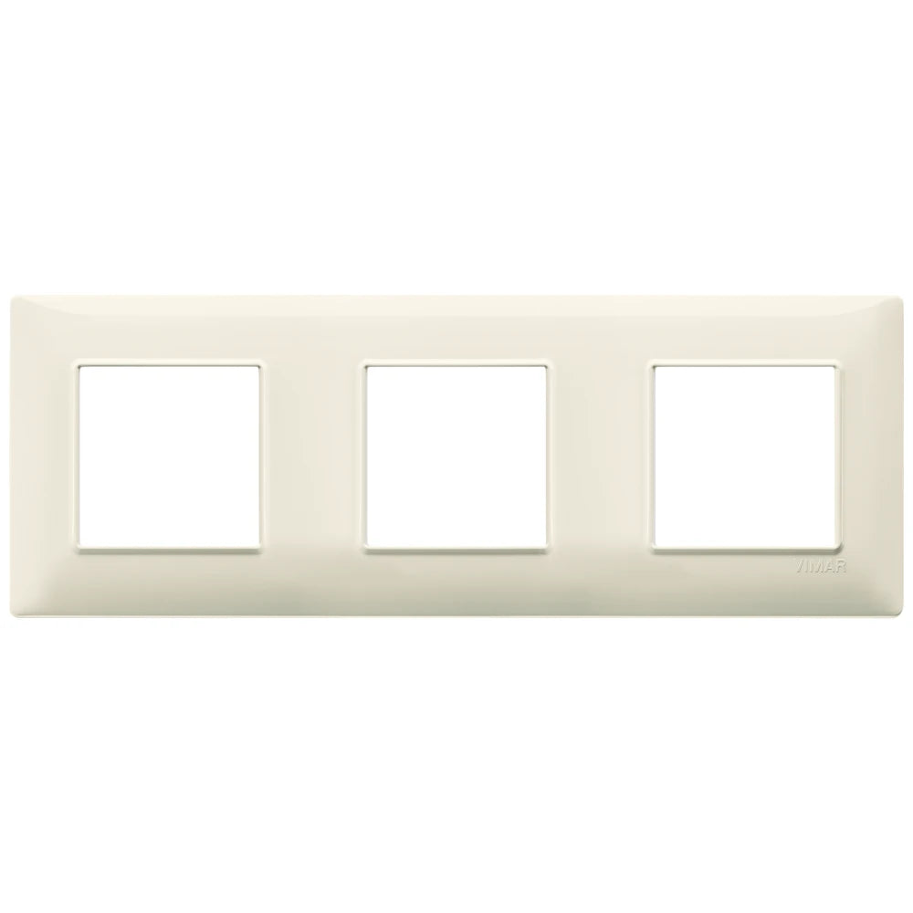 Vimar Plana 6-Module (2+2+2) Cover Plate, 71 mm Center Spacing, 222 x 80 x 9 mm, Technopolymer, Clamp Mounting, Horizontal/Vertical Mount