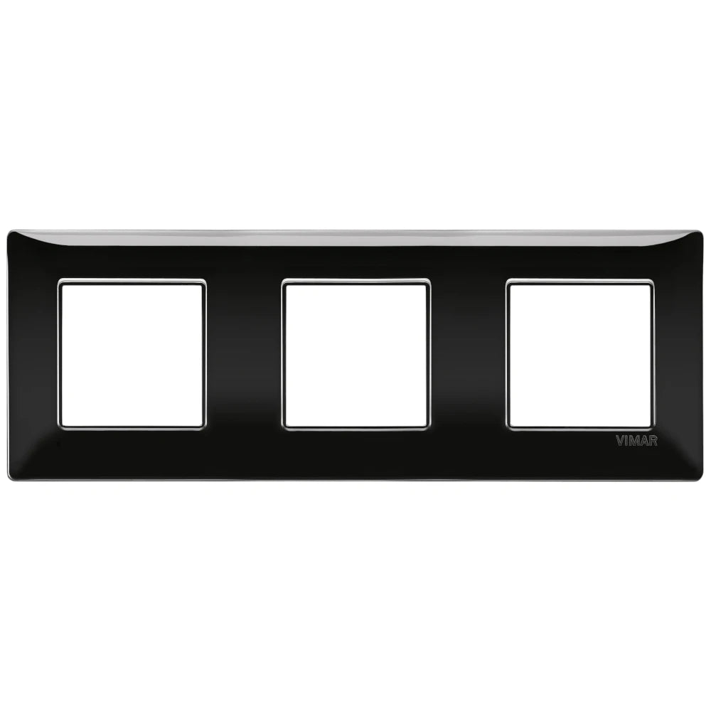 Vimar Plana 6-Module (2+2+2) Cover Plate, 71 mm Center Spacing, 222 x 80 x 9 mm, Technopolymer, Clamp Mounting, Horizontal/Vertical Mount