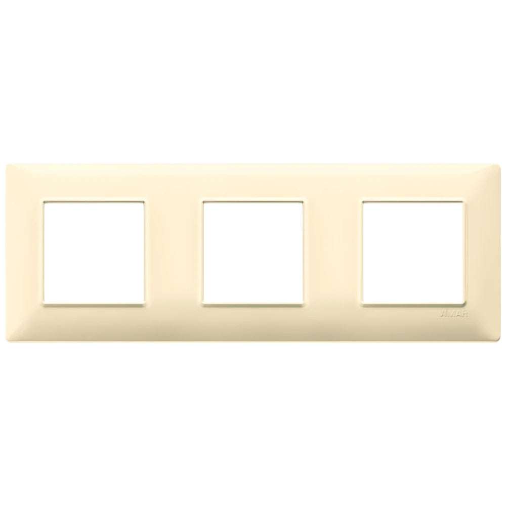 Vimar Plana 6-Module (2+2+2) Cover Plate, 71 mm Center Spacing, 222 x 80 x 9 mm, Technopolymer, Clamp Mounting, Horizontal/Vertical Mount
