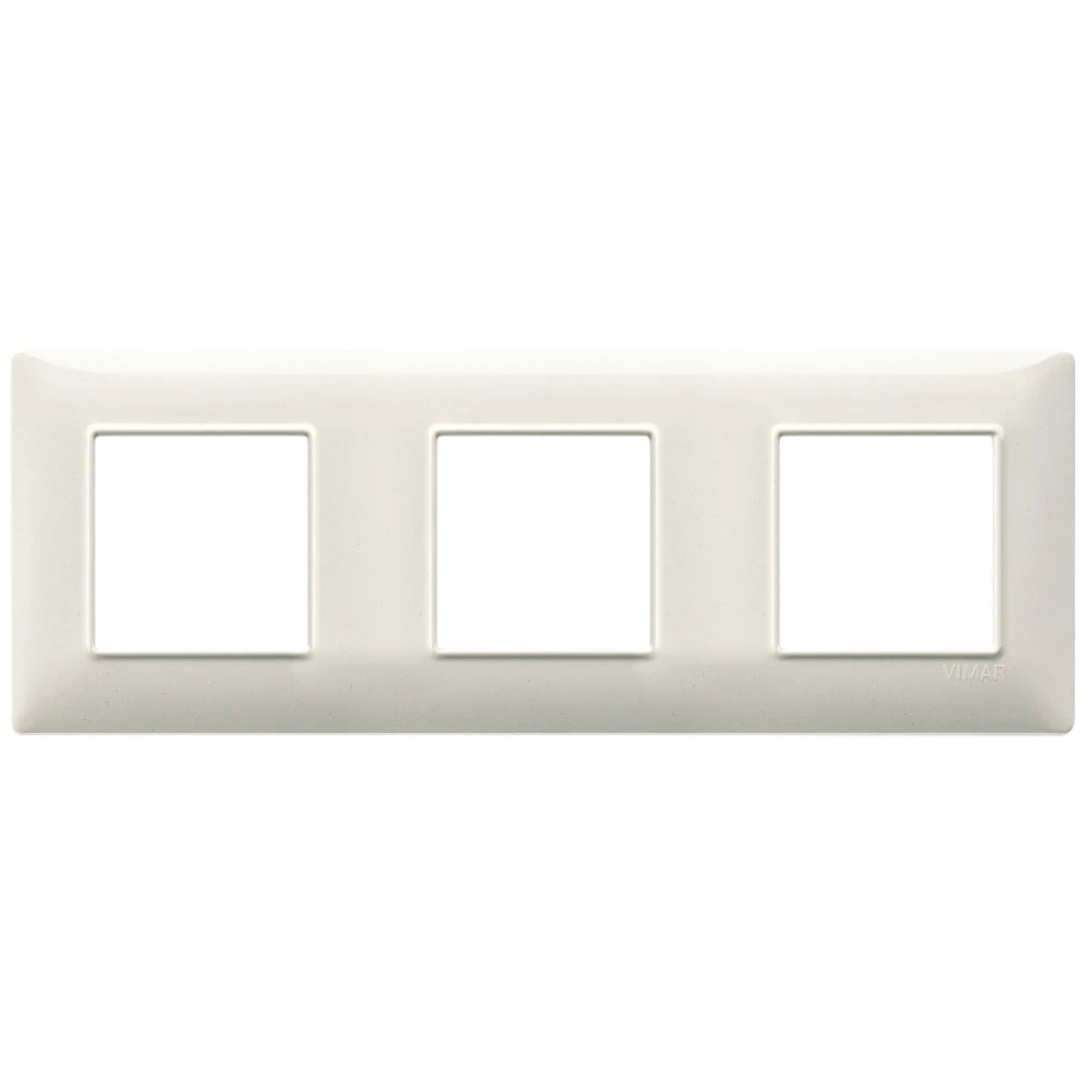 Vimar Plana 6-Module (2+2+2) Cover Plate, 71 mm Center Spacing, 222 x 80 x 9 mm, Technopolymer, Clamp Mounting, Horizontal/Vertical Mount