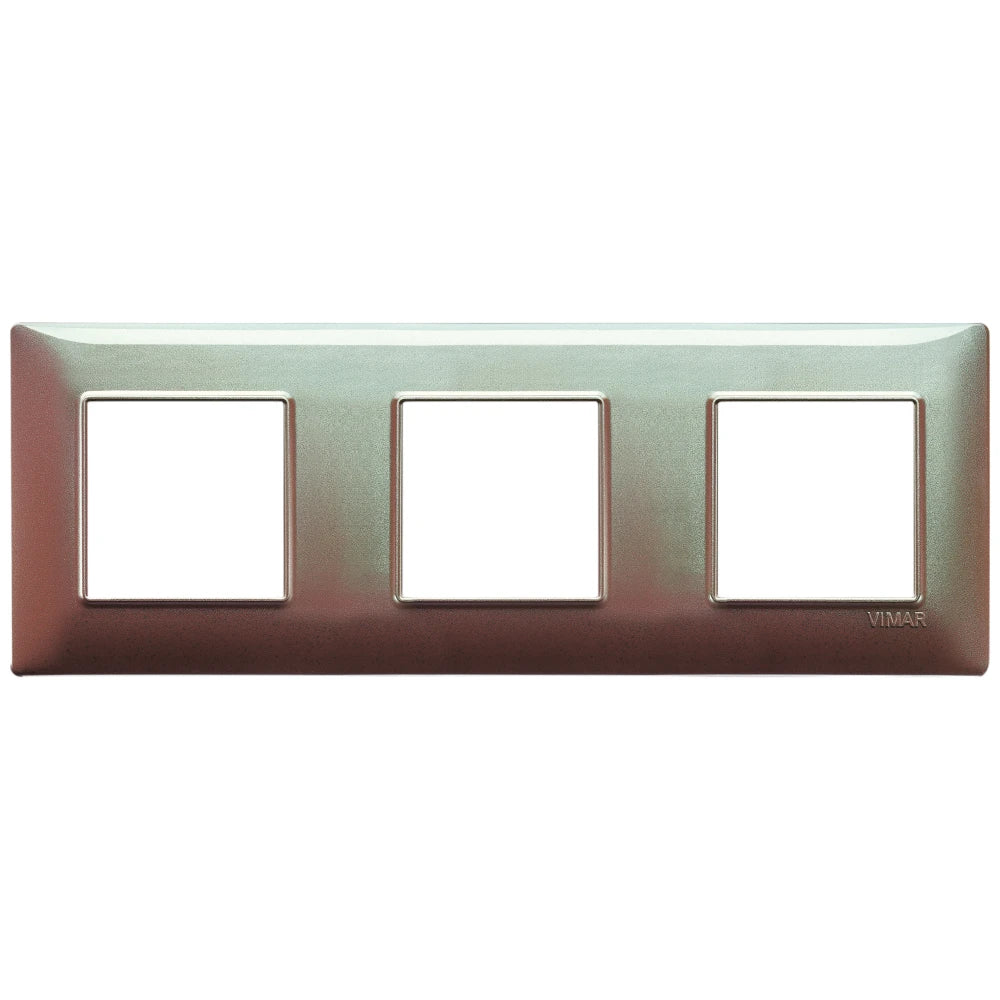 Vimar Plana 6-Module (2+2+2) Cover Plate, 71 mm Center Spacing, 222 x 80 x 9 mm, Technopolymer, Clamp Mounting, Horizontal/Vertical Mount