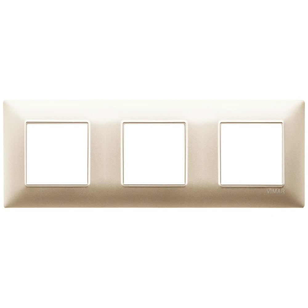 Vimar Plana 6-Module (2+2+2) Cover Plate, 71 mm Center Spacing, 222 x 80 x 9 mm, Technopolymer, Clamp Mounting, Horizontal/Vertical Mount