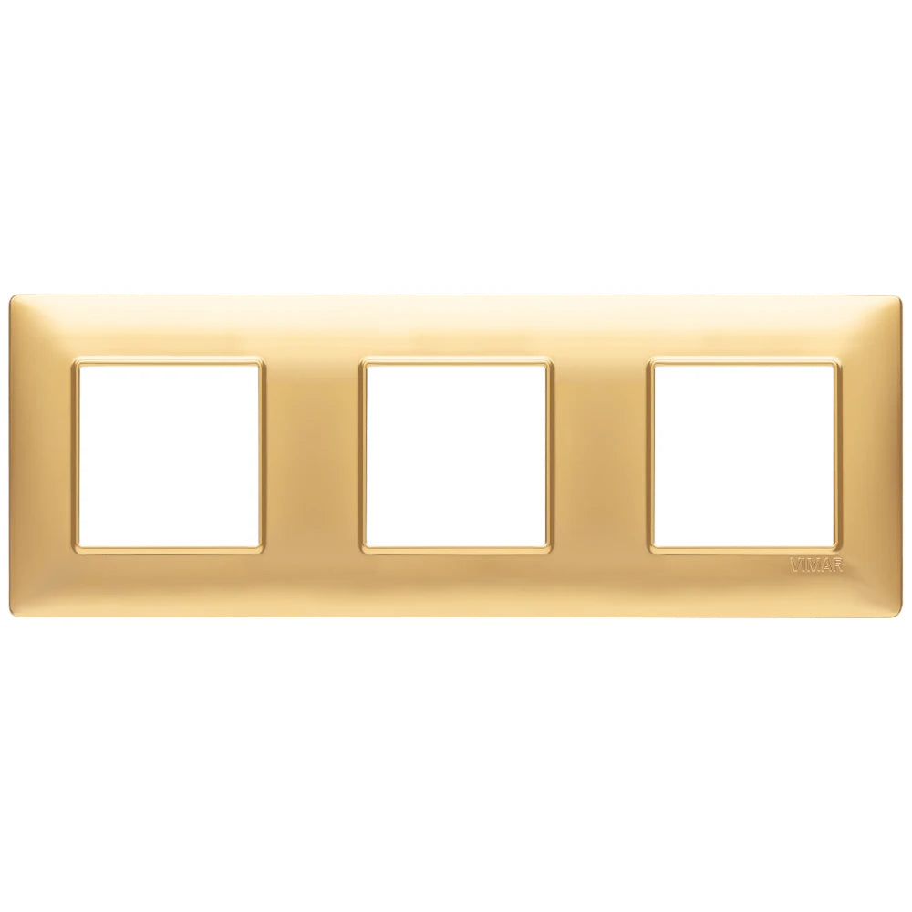 Vimar Plana 6-Module (2+2+2) Cover Plate, 71 mm Center Spacing, 222 x 80 x 9 mm, Technopolymer, Clamp Mounting, Horizontal/Vertical Mount