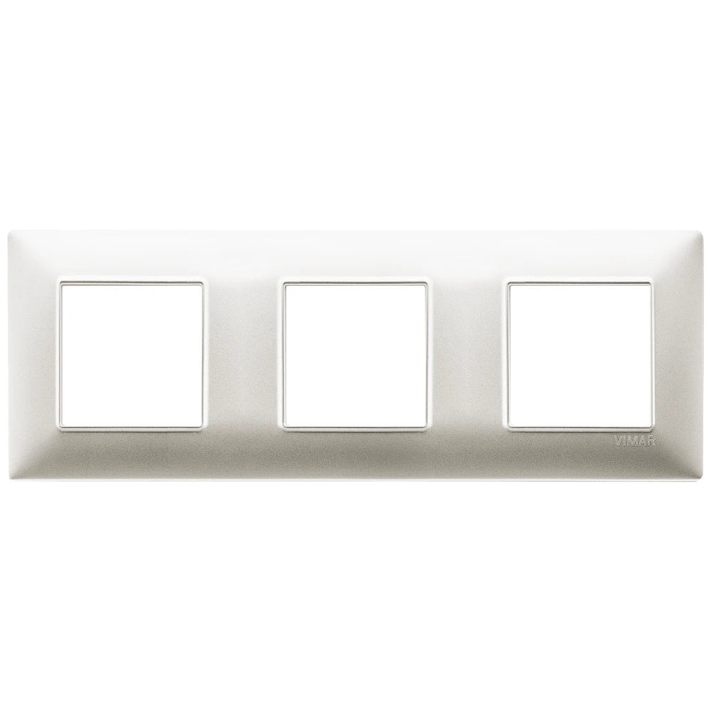 Vimar Plana 6-Module (2+2+2) Cover Plate, 71 mm Center Spacing, 222 x 80 x 9 mm, Technopolymer, Clamp Mounting, Horizontal/Vertical Mount