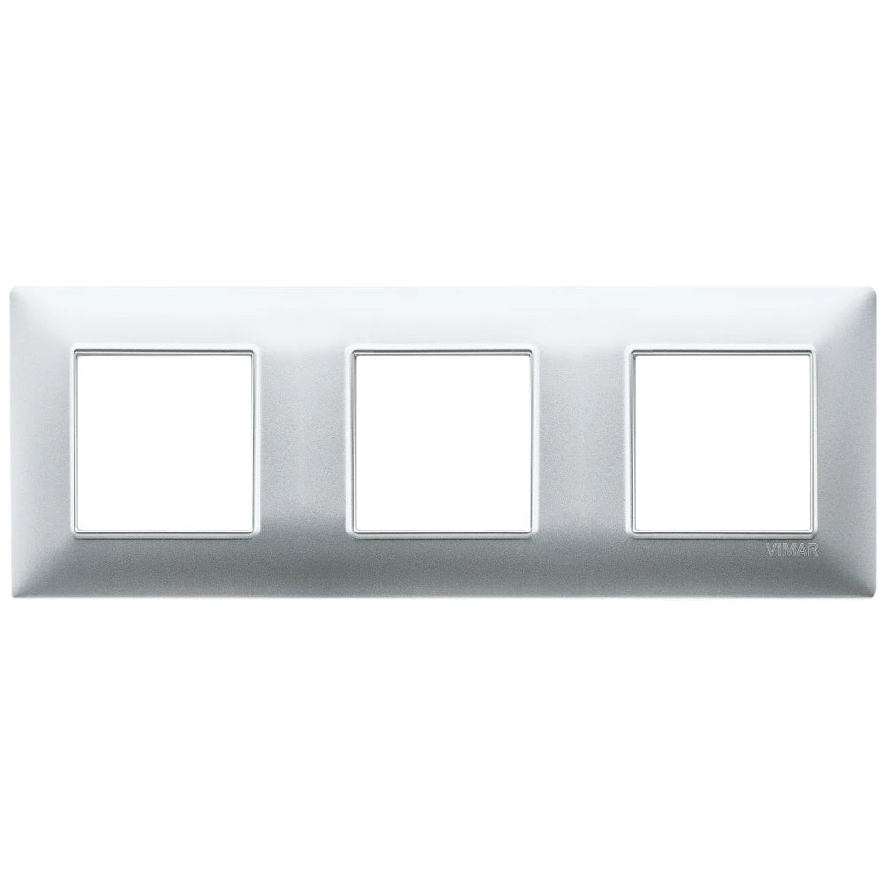 Vimar Plana 6-Module (2+2+2) Cover Plate, 71 mm Center Spacing, 222 x 80 x 9 mm, Technopolymer, Clamp Mounting, Horizontal/Vertical Mount