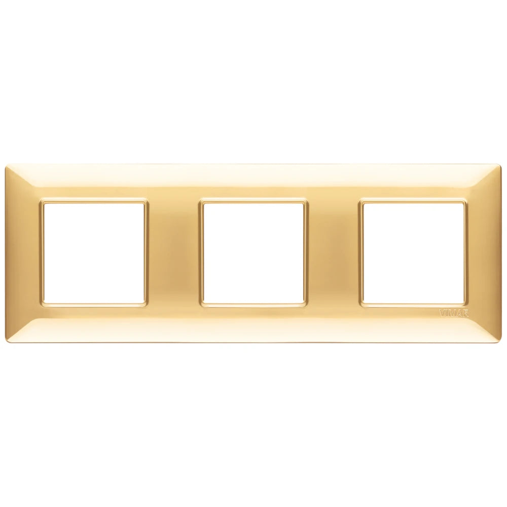 Vimar Plana 6-Module (2+2+2) Cover Plate, 71 mm Center Spacing, 222 x 80 x 9 mm, Technopolymer, Clamp Mounting, Horizontal/Vertical Mount