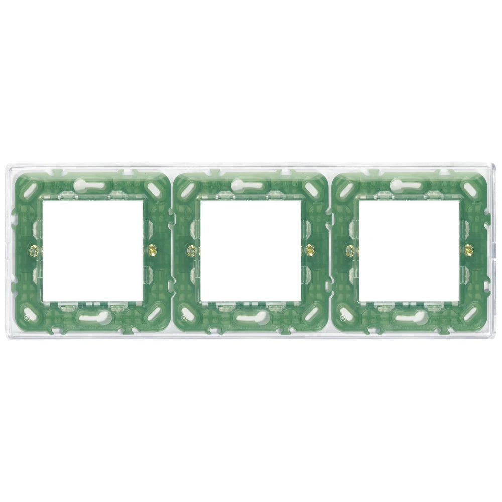 Vimar Plana 6-Module (2+2+2) Cover Plate, 71 mm Center Spacing, 222 x 80 x 9 mm, Technopolymer, Clamp Mounting, Horizontal/Vertical Mount