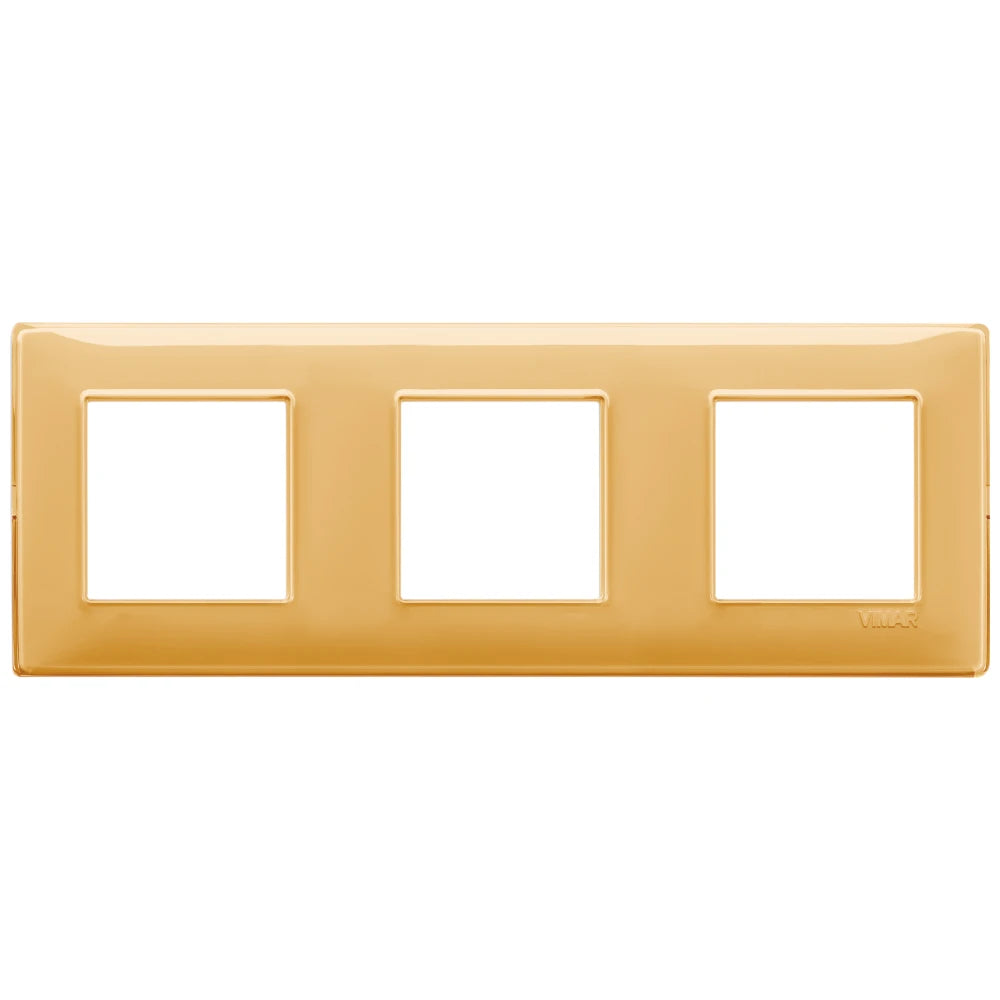 Vimar Plana 6-Module (2+2+2) Cover Plate, 71 mm Center Spacing, 222 x 80 x 9 mm, Technopolymer, Clamp Mounting, Horizontal/Vertical Mount