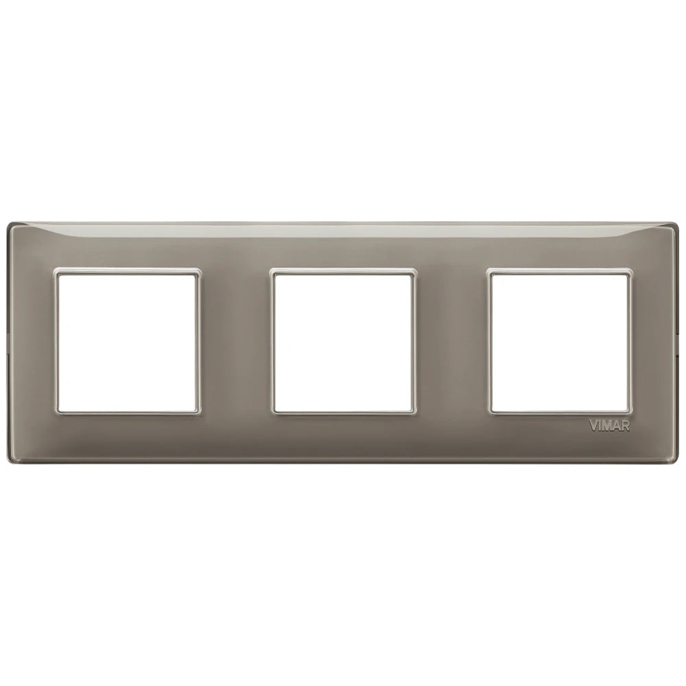 Vimar Plana 6-Module (2+2+2) Cover Plate, 71 mm Center Spacing, 222 x 80 x 9 mm, Technopolymer, Clamp Mounting, Horizontal/Vertical Mount