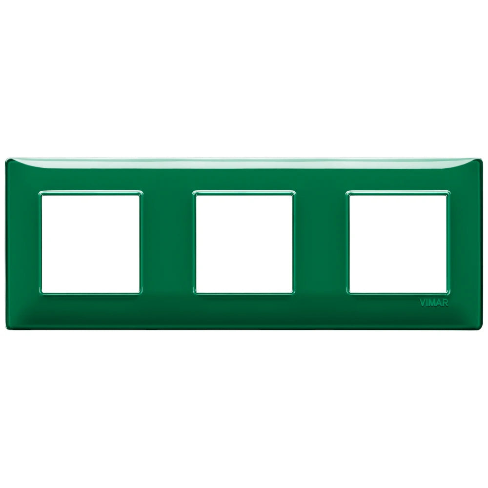 Vimar Plana 6-Module (2+2+2) Cover Plate, 71 mm Center Spacing, 222 x 80 x 9 mm, Technopolymer, Clamp Mounting, Horizontal/Vertical Mount
