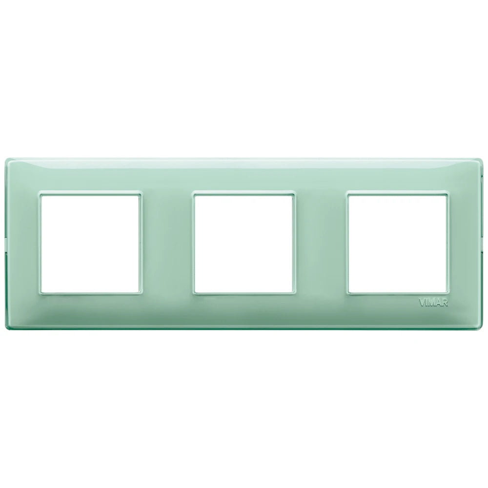 Vimar Plana 6-Module (2+2+2) Cover Plate, 71 mm Center Spacing, 222 x 80 x 9 mm, Technopolymer, Clamp Mounting, Horizontal/Vertical Mount