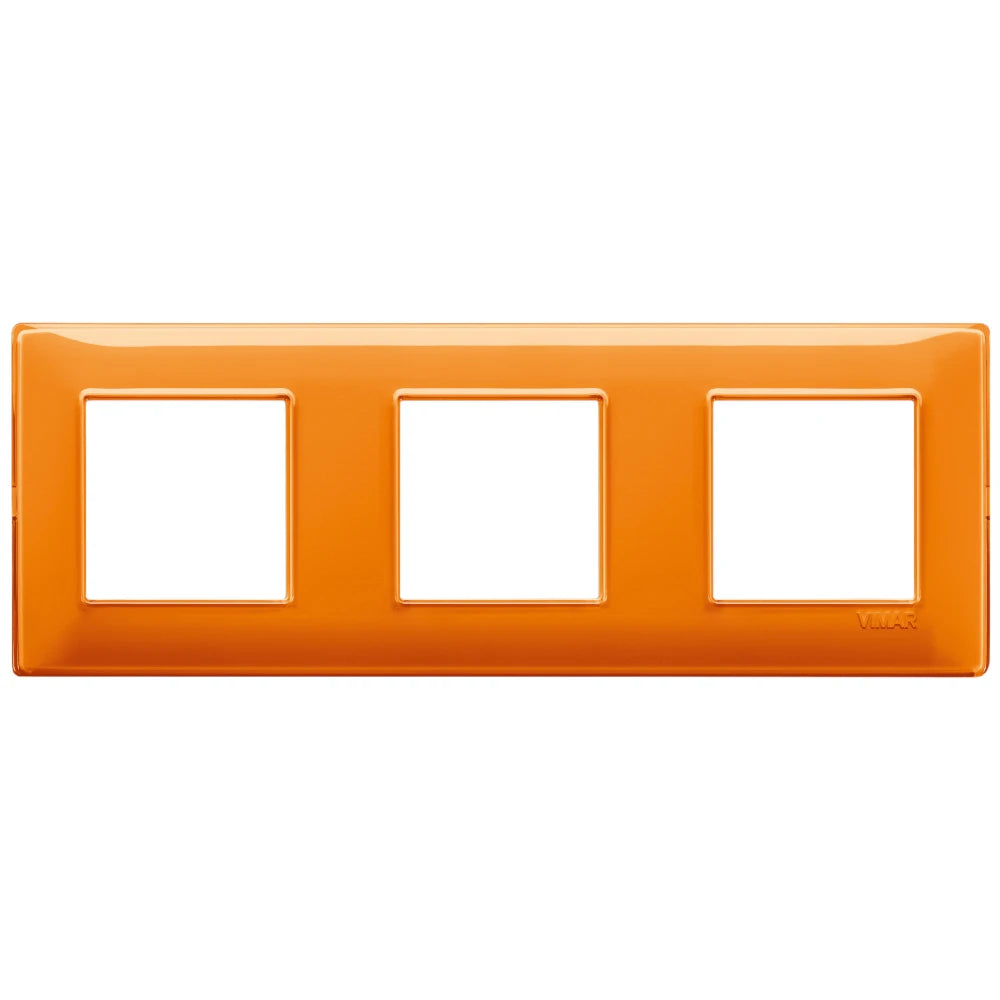 Vimar Plana 6-Module (2+2+2) Cover Plate, 71 mm Center Spacing, 222 x 80 x 9 mm, Technopolymer, Clamp Mounting, Horizontal/Vertical Mount