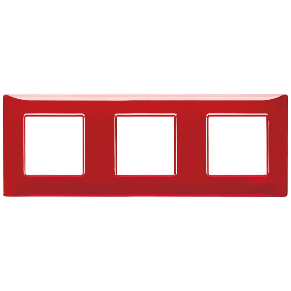 Vimar Plana 6-Module (2+2+2) Cover Plate, 71 mm Center Spacing, 222 x 80 x 9 mm, Technopolymer, Clamp Mounting, Horizontal/Vertical Mount