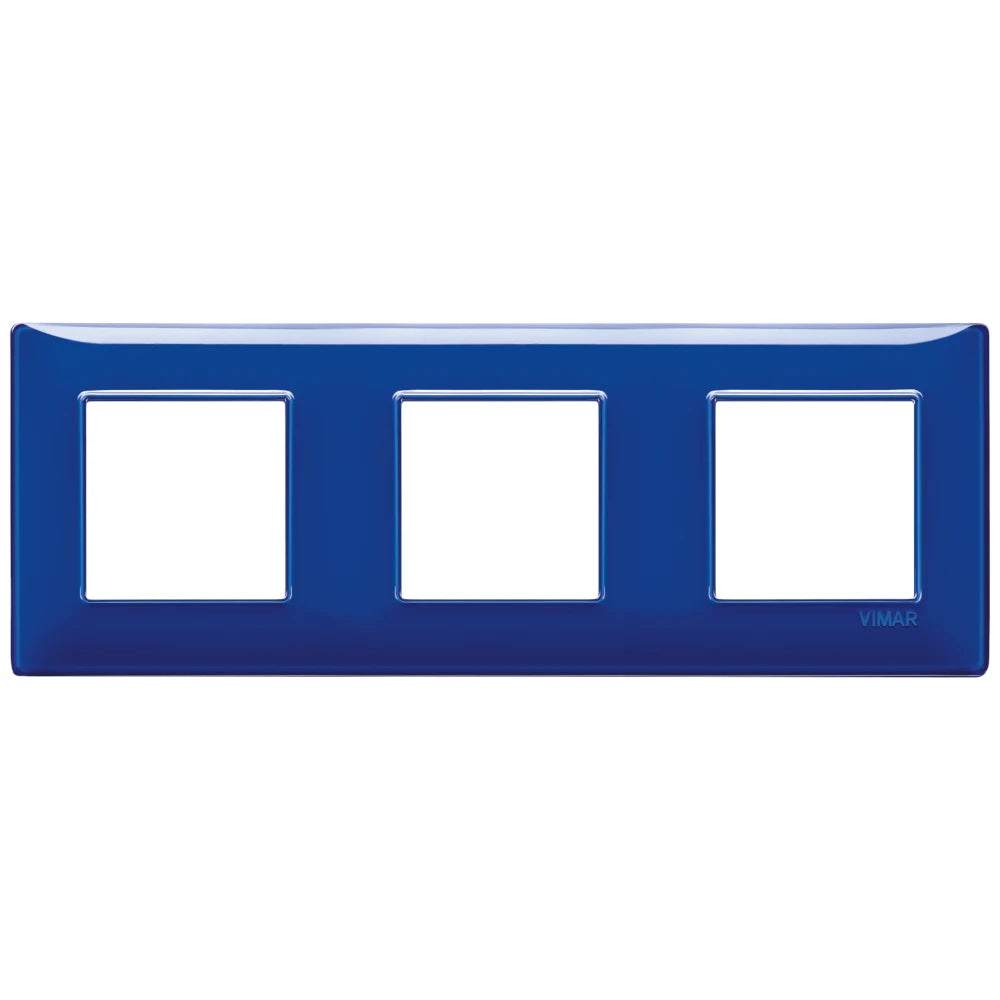 Vimar Plana 6-Module (2+2+2) Cover Plate, 71 mm Center Spacing, 222 x 80 x 9 mm, Technopolymer, Clamp Mounting, Horizontal/Vertical Mount