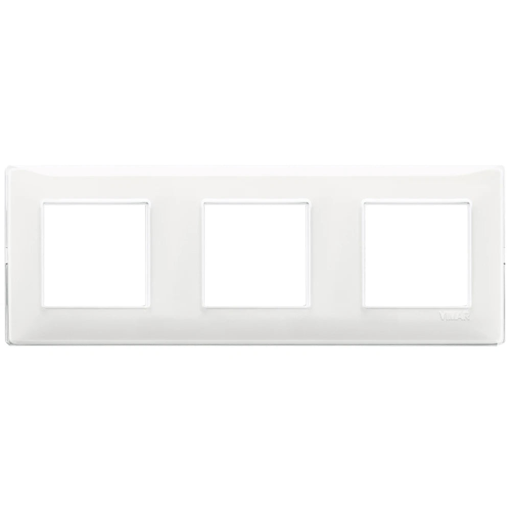 Vimar Plana 6-Module (2+2+2) Cover Plate, 71 mm Center Spacing, 222 x 80 x 9 mm, Technopolymer, Clamp Mounting, Horizontal/Vertical Mount