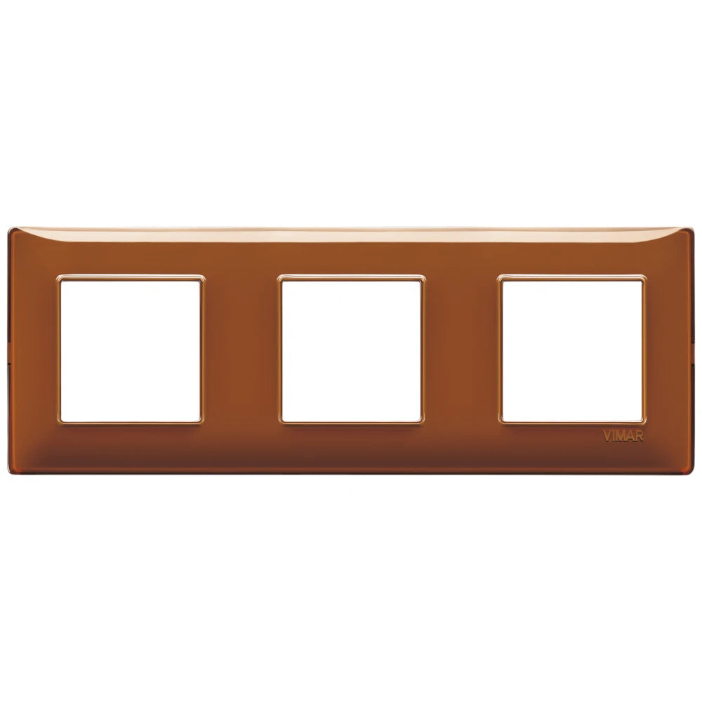 Vimar Plana 6-Module (2+2+2) Cover Plate, 71 mm Center Spacing, 222 x 80 x 9 mm, Technopolymer, Clamp Mounting, Horizontal/Vertical Mount