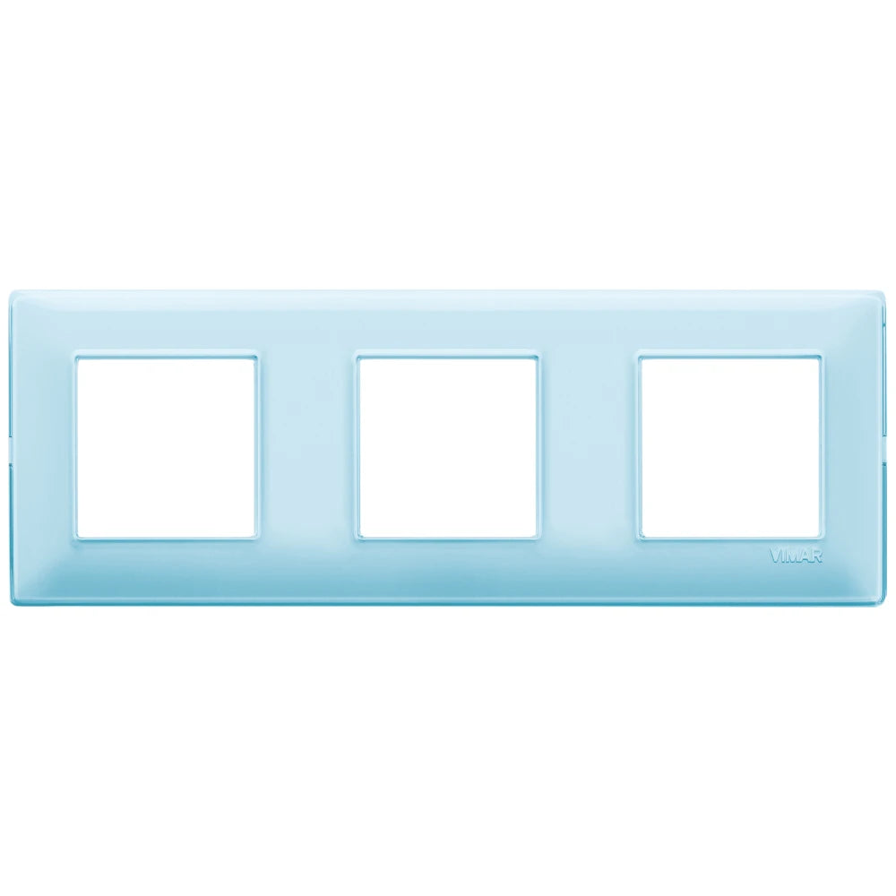 Vimar Plana 6-Module (2+2+2) Cover Plate, 71 mm Center Spacing, 222 x 80 x 9 mm, Technopolymer, Clamp Mounting, Horizontal/Vertical Mount