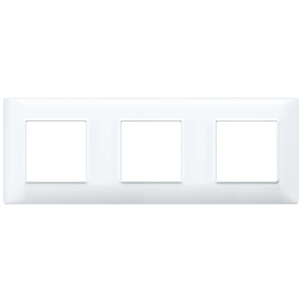 Vimar Plana 6-Module (2+2+2) Cover Plate, 71 mm Center Spacing, 222 x 80 x 9 mm, Technopolymer, Clamp Mounting, Horizontal/Vertical Mount