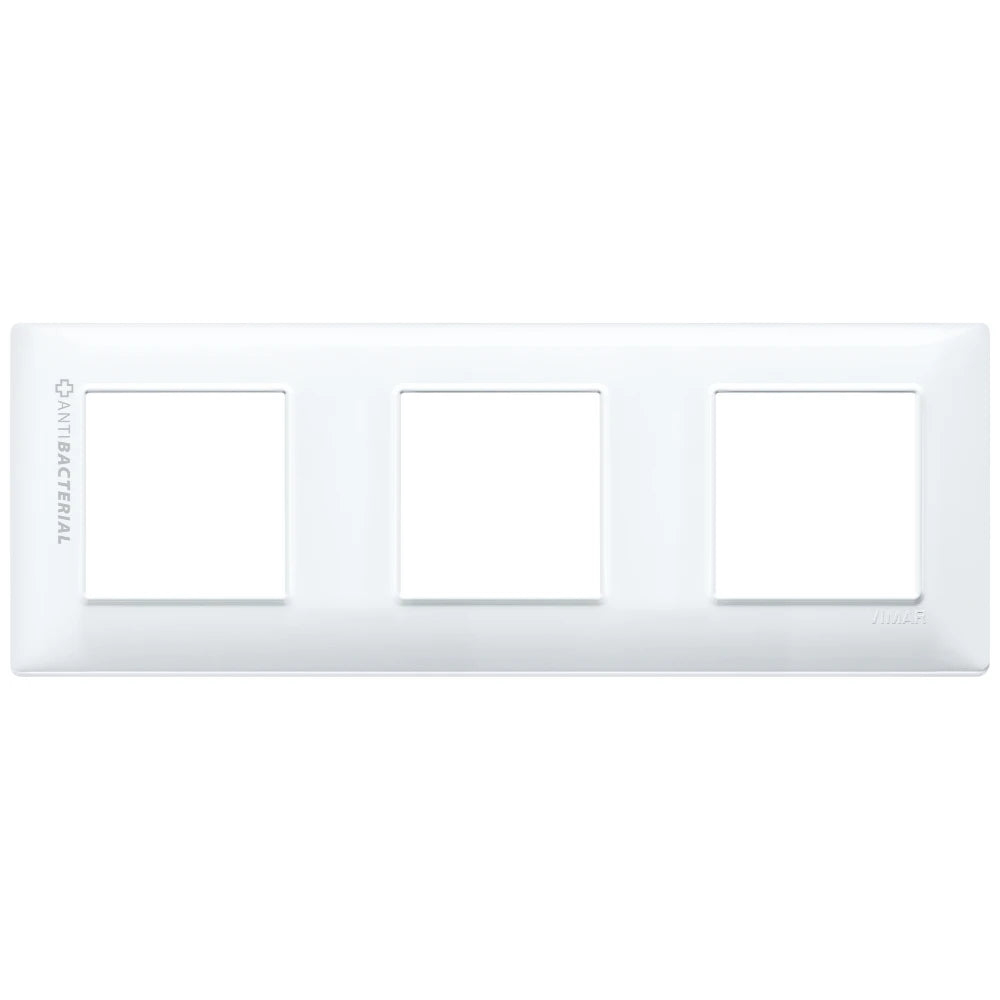 Vimar Plana 6-Module (2+2+2) Cover Plate, 71 mm Center Spacing, 222 x 80 x 9 mm, Technopolymer, Clamp Mounting, Horizontal/Vertical Mount