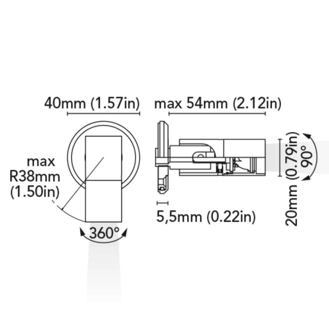 BCM - SIRIO Adjustable Reading Lamp - 1W, 3000K, 16-32VDC, Satin, Surface Mount