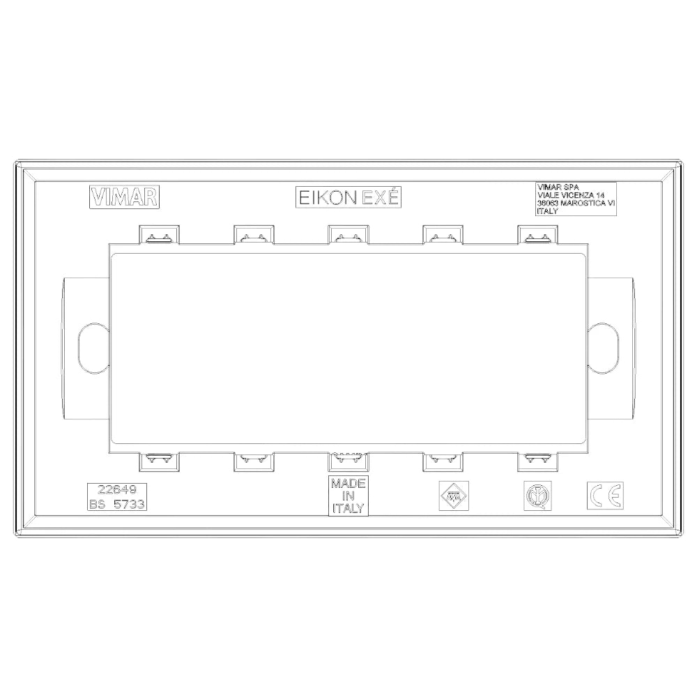 Vimar EIKON 5-Module British Standard Cover Plate, 159.3 x 90 mm, Clamp Mounting