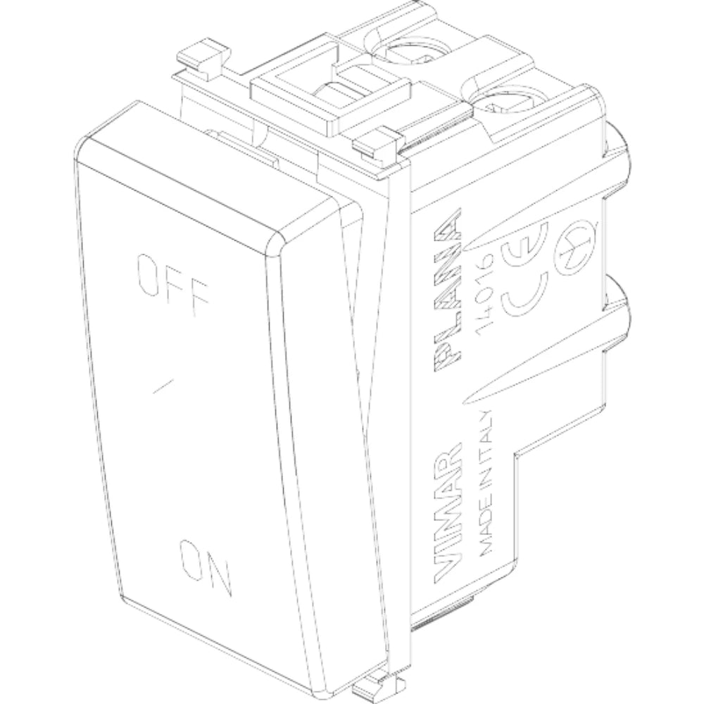 Vimar Plana 2P 20AX 1-Way Switch, 250V, IP40, Flush Mount