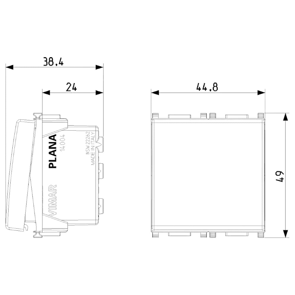 Vimar PLANA 1P 10AX 2-Way Switch, 250V, IP40, Lightable