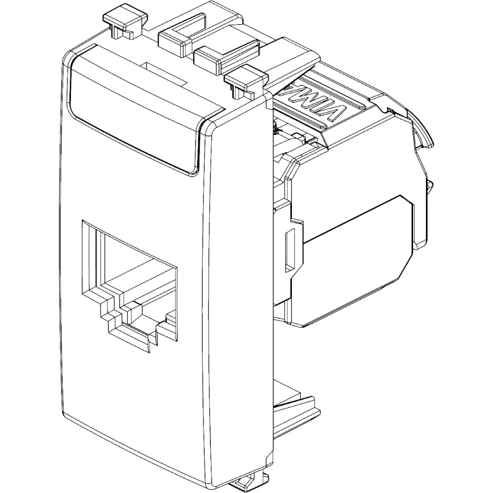 Vimar ARKÉ RJ45 Netsafe Outlet, T568A/B Universal Wiring, 8 Contacts, Tool-Free Insulation-Piercing Terminals