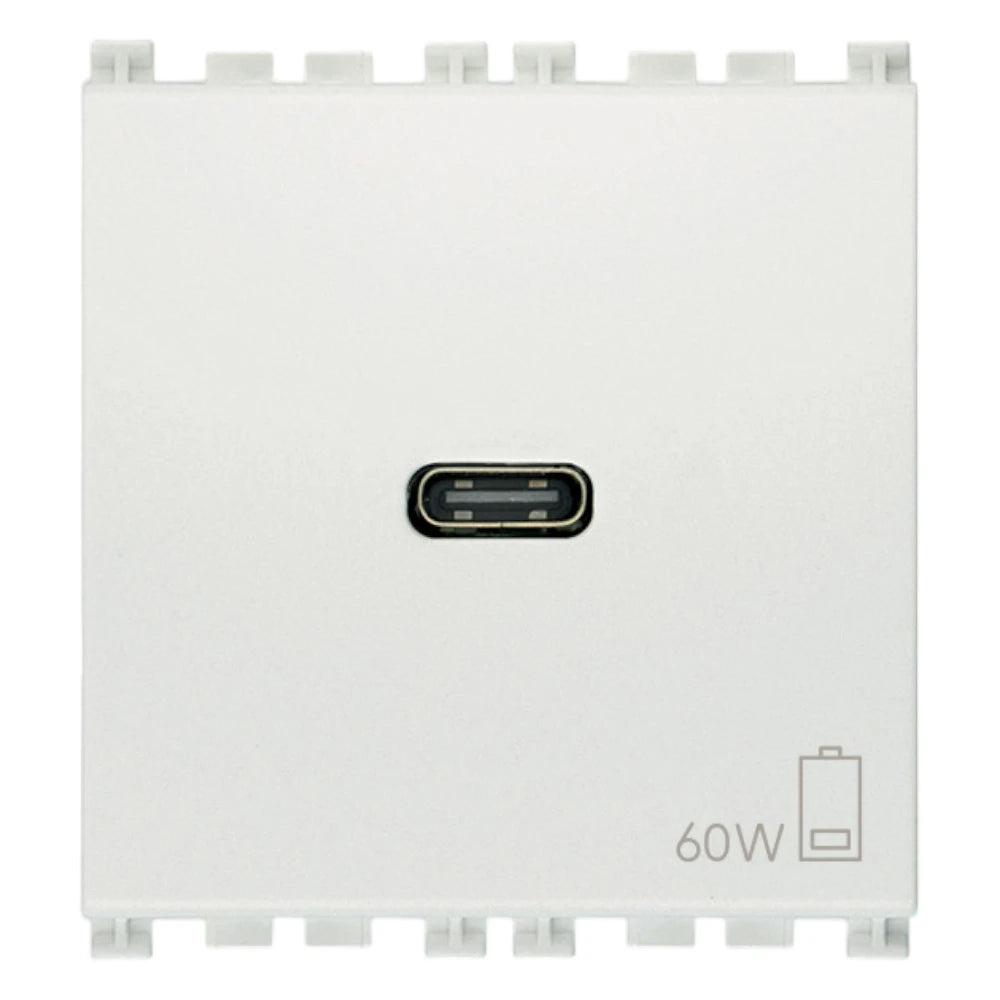 Vimar ARKÉ USB-C Supply Unit, 2 Modules, Power Delivery, 120-240V, Flush Mount