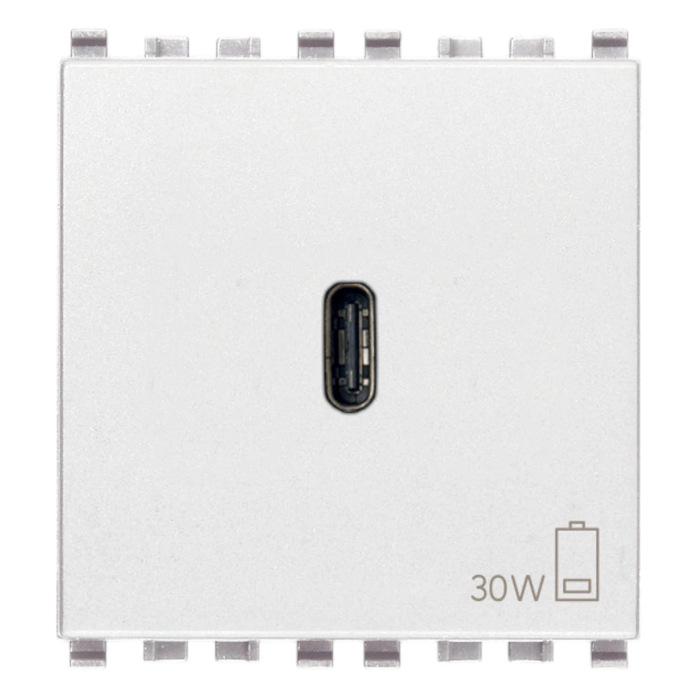 Vimar EIKON 2-Module USB-C Supply Unit, 120-240V, USB Power Delivery, Flush-Mounted, 1 USB-C Port